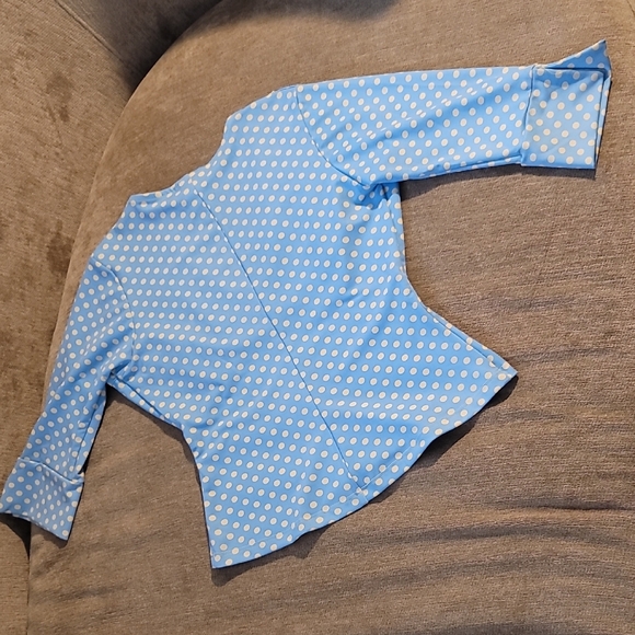 Pinup Couture Blue & Yellow Polka-dot Blouse Rare - Picture 13 of 15